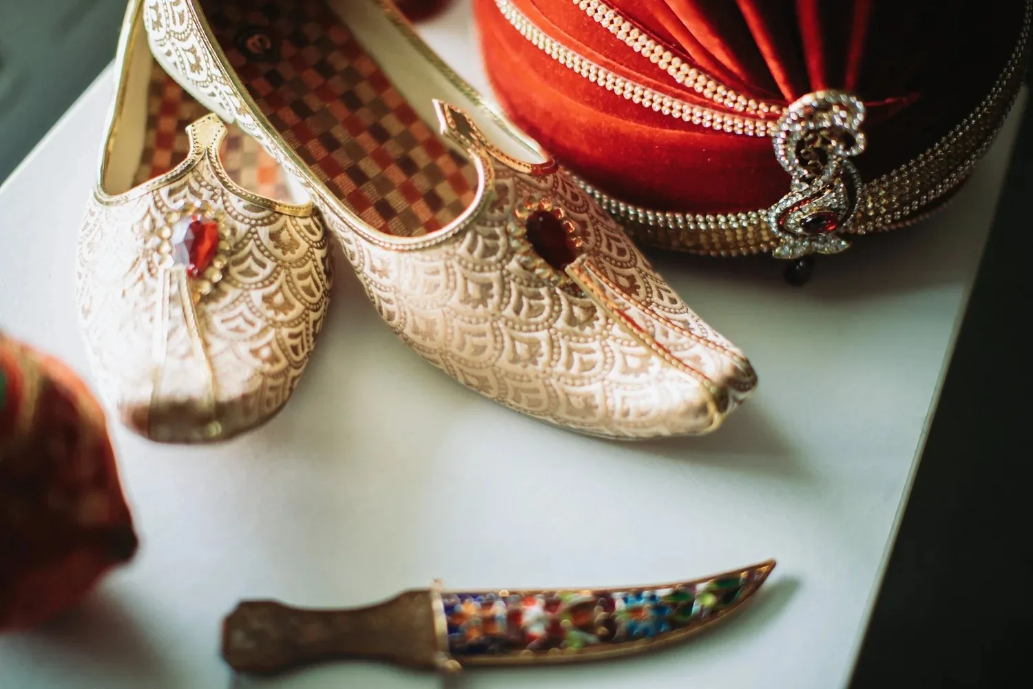 Ornate shoes and ceremonial detail